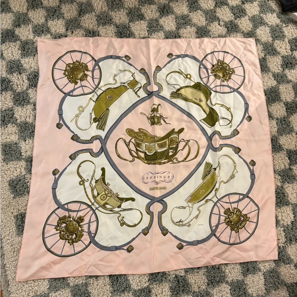 Hermes Pink and Gold Scarf